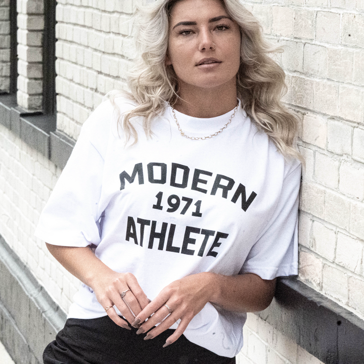 1971  Modern Athlete T-Shirt (Varsity White)