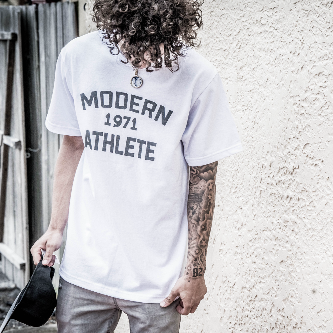 1971  Modern Athlete T-Shirt (Varsity White)